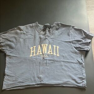 Brandy Melville Gray Tee with Yellow 'Hawaii' Print
